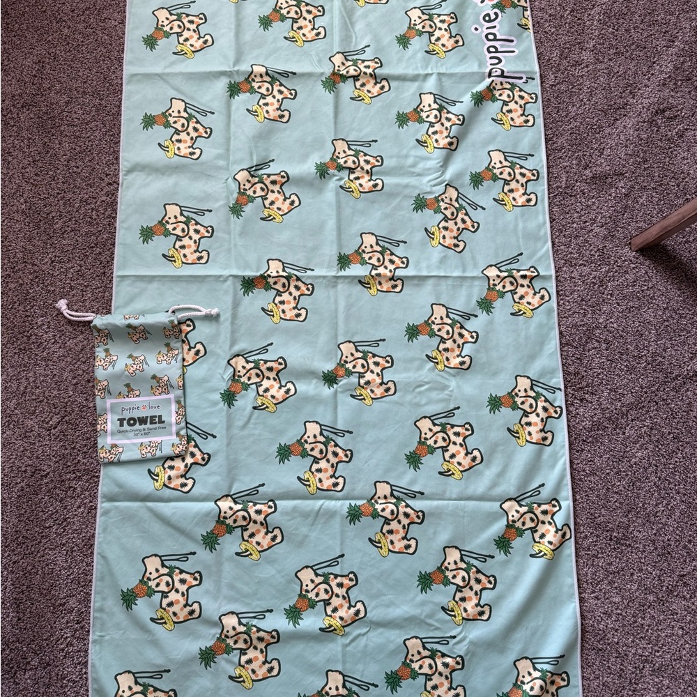Puppy Love Pineapple Dog Beach Towel